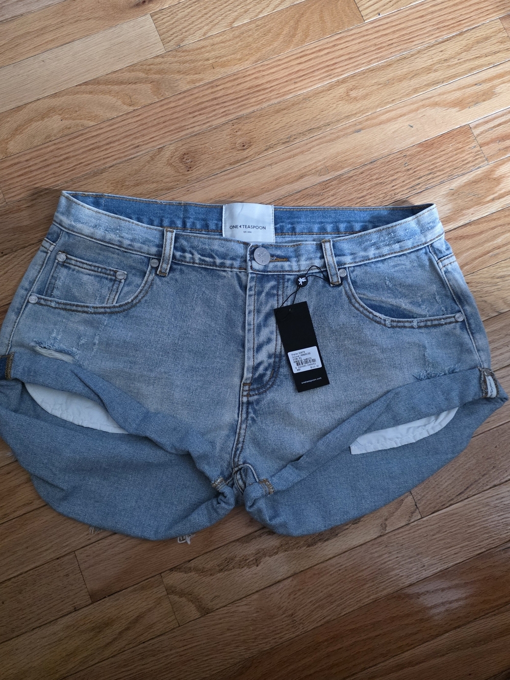 One Teaspoon Light Wash Distressed Denim Cutoff Shorts